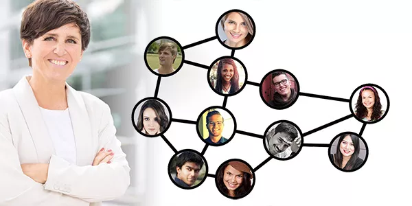 Daniela Zeiner, Geschäftsführerin des TIC Steyr, und ihr Team unterstützen Sie gerne mit ihrem Expertennetzwerk. Foto Daniela Zeiner: Hannes Ecker; bearbeitetes Foto: TIC Steyr