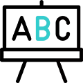 Symbol einer Tafel auf der 'A B C' geschrieben steht